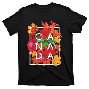 Flowers Of Canada Word Art Canadian Pride T-Shirt