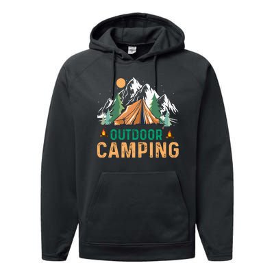 FUNNY OUTDOOR CAMPING VINTAGE Performance Fleece Hoodie