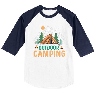 FUNNY OUTDOOR CAMPING VINTAGE Baseball Sleeve Shirt