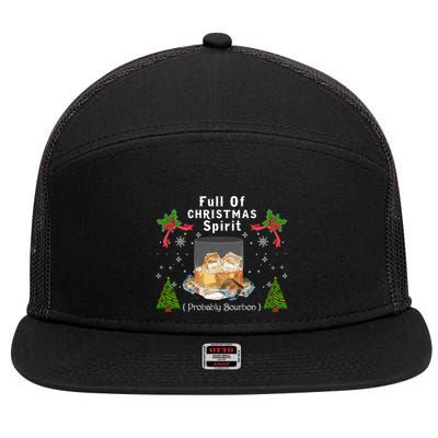 Full Of Christmas Spirit Clothing Funny Xmas Holiday Gifts 7 Panel Mesh Trucker Snapback Hat