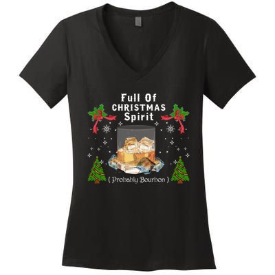 Full Of Christmas Spirit Clothing Funny Xmas Holiday Gifts Women's V-Neck T-Shirt