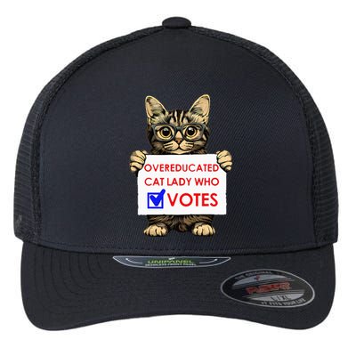 Funny Overeducated Cat Lady Who Votes Flexfit Unipanel Trucker Cap