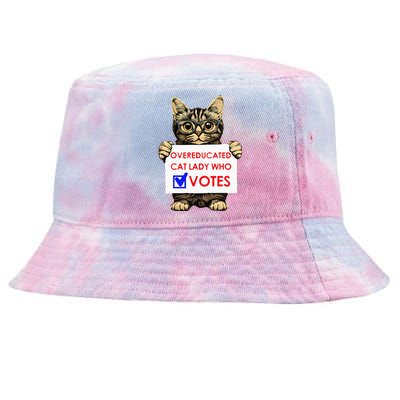 Funny Overeducated Cat Lady Who Votes Tie-Dyed Bucket Hat