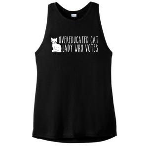 Funny Overeducated Cat Lady Who Votes For Kamala Harris 2024 Ladies PosiCharge Tri-Blend Wicking Tank