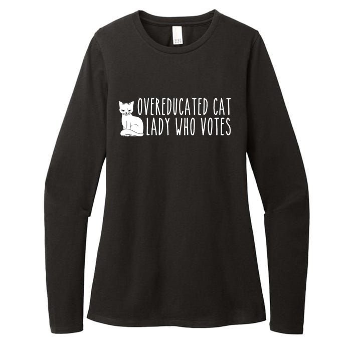 Funny Overeducated Cat Lady Who Votes For Kamala Harris 2024 Womens CVC Long Sleeve Shirt