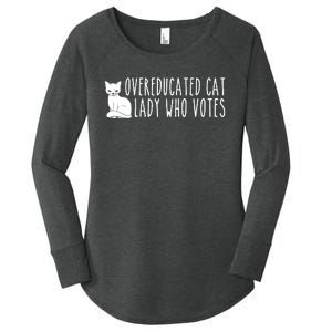 Funny Overeducated Cat Lady Who Votes For Kamala Harris 2024 Women's Perfect Tri Tunic Long Sleeve Shirt