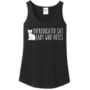 Funny Overeducated Cat Lady Who Votes For Kamala Harris 2024 Ladies Essential Tank