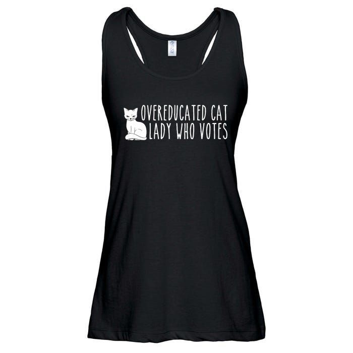 Funny Overeducated Cat Lady Who Votes For Kamala Harris 2024 Ladies Essential Flowy Tank