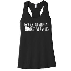 Funny Overeducated Cat Lady Who Votes For Kamala Harris 2024 Women's Racerback Tank