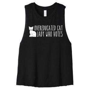 Funny Overeducated Cat Lady Who Votes For Kamala Harris 2024 Women's Racerback Cropped Tank