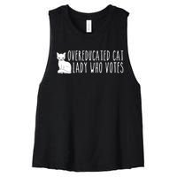 Funny Overeducated Cat Lady Who Votes For Kamala Harris 2024 Women's Racerback Cropped Tank