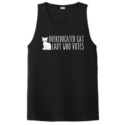 Funny Overeducated Cat Lady Who Votes For Kamala Harris 2024 PosiCharge Competitor Tank