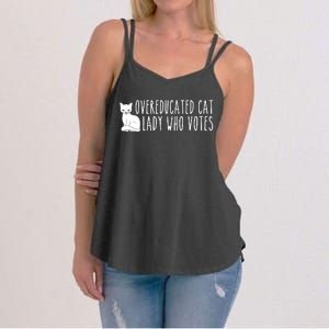 Funny Overeducated Cat Lady Who Votes For Kamala Harris 2024 Women's Strappy Tank