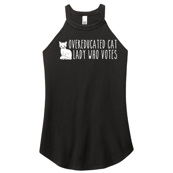 Funny Overeducated Cat Lady Who Votes For Kamala Harris 2024 Women's Perfect Tri Rocker Tank