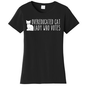 Funny Overeducated Cat Lady Who Votes For Kamala Harris 2024 Women's T-Shirt