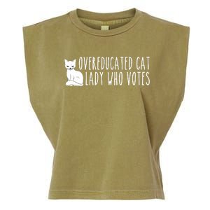 Funny Overeducated Cat Lady Who Votes For Kamala Harris 2024 Garment-Dyed Women's Muscle Tee