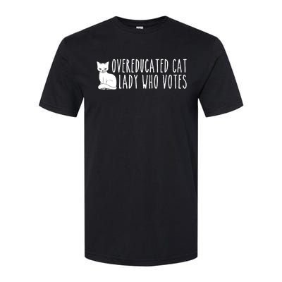 Funny Overeducated Cat Lady Who Votes For Kamala Harris 2024 Softstyle® CVC T-Shirt