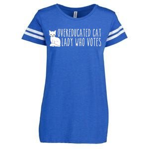 Funny Overeducated Cat Lady Who Votes For Kamala Harris 2024 Enza Ladies Jersey Football T-Shirt