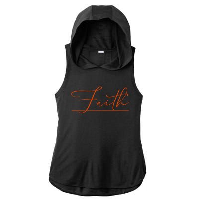 Faith Orange Christian Ladies PosiCharge Tri-Blend Wicking Draft Hoodie Tank