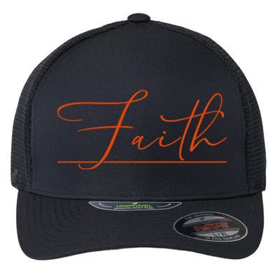 Faith Orange Christian Flexfit Unipanel Trucker Cap