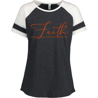 Faith Orange Christian Enza Ladies Jersey Colorblock Tee