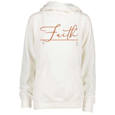 Faith Orange Christian Womens Funnel Neck Pullover Hood