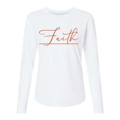 Faith Orange Christian Womens Cotton Relaxed Long Sleeve T-Shirt