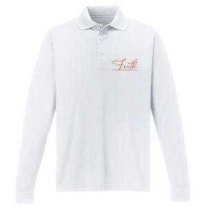 Faith Orange Christian Performance Long Sleeve Polo