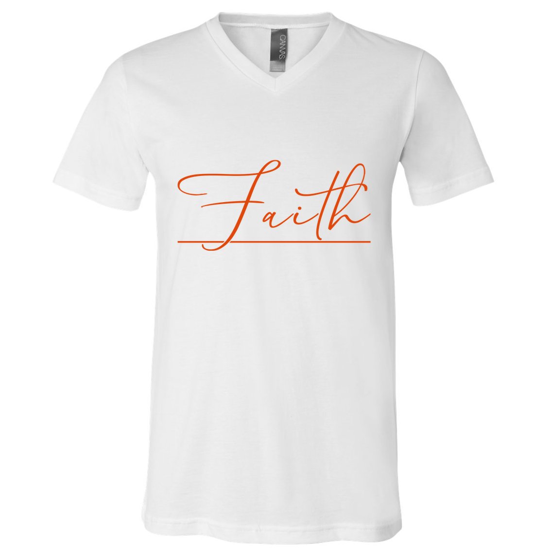 Faith Orange Christian V-Neck T-Shirt