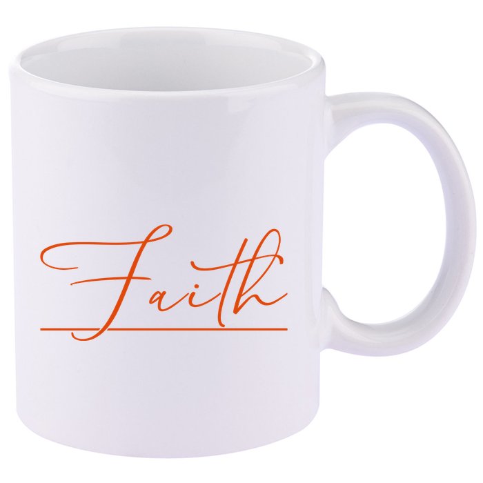 Faith Orange Christian 11oz C Handle Ceramic Mug