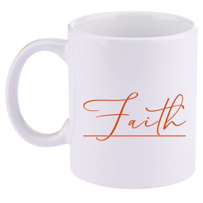 Faith Orange Christian 11oz C Handle Ceramic Mug