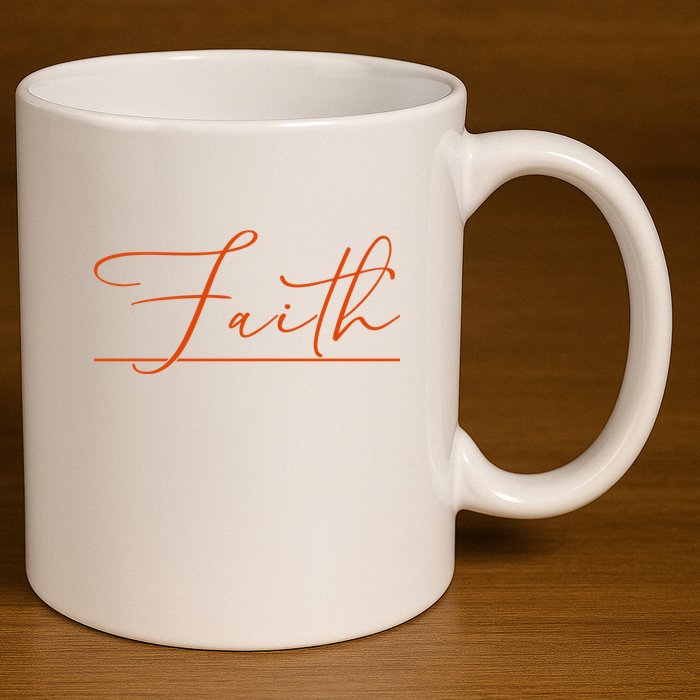 Faith Orange Christian 11oz C Handle Ceramic Mug