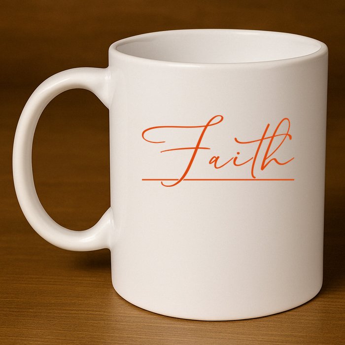Faith Orange Christian 11oz C Handle Ceramic Mug