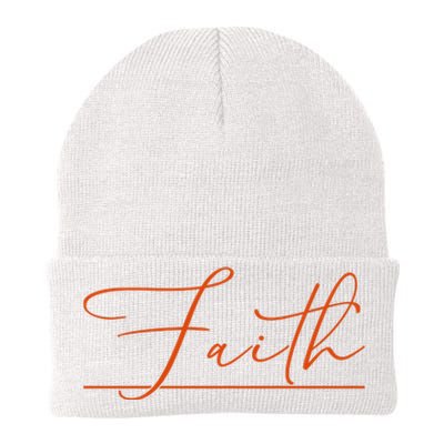 Faith Orange Christian Knit Cap Winter Beanie