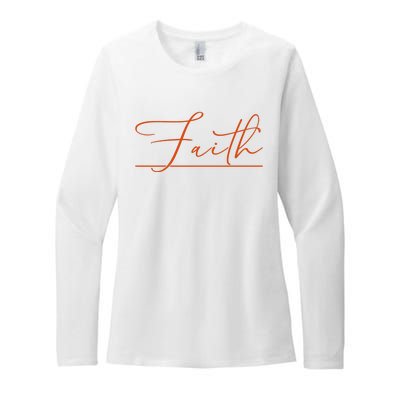 Faith Orange Christian Womens CVC Long Sleeve Shirt