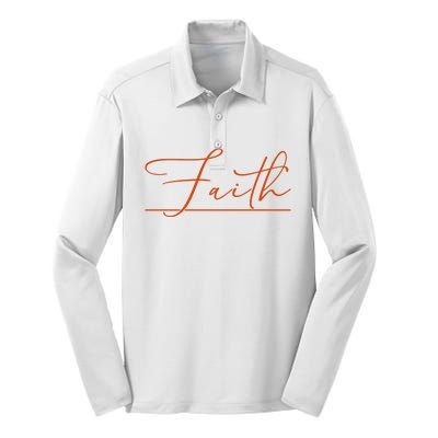 Faith Orange Christian Silk Touch Performance Long Sleeve Polo