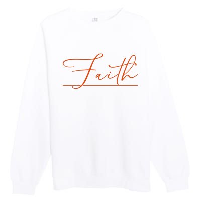 Faith Orange Christian Premium Crewneck Sweatshirt