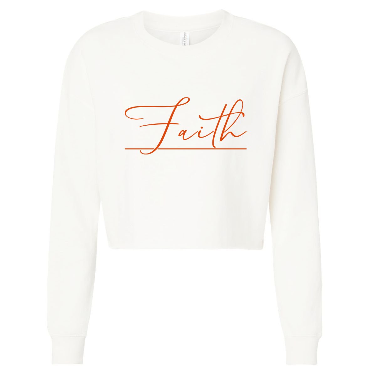 Faith Orange Christian Cropped Pullover Crew