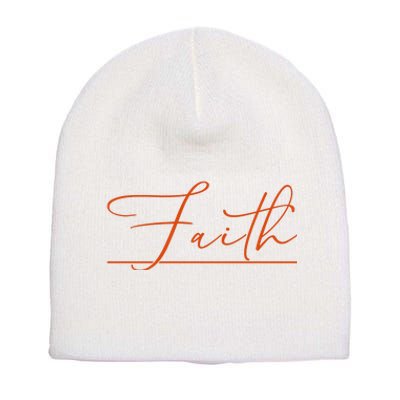 Faith Orange Christian Short Acrylic Beanie