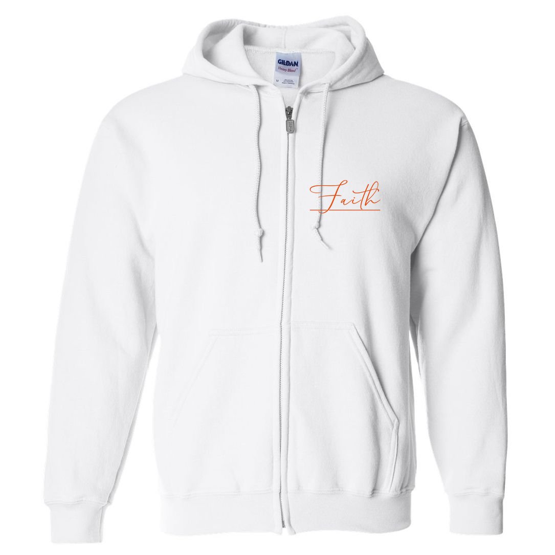 Faith Orange Christian Full Zip Hoodie