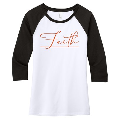 Faith Orange Christian Women's Tri-Blend 3/4-Sleeve Raglan Shirt