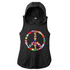 Flags Of Countries Of Earth Love Peace Ladies PosiCharge Tri-Blend Wicking Draft Hoodie Tank