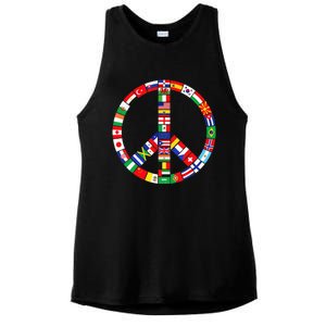 Flags Of Countries Of Earth Love Peace Ladies PosiCharge Tri-Blend Wicking Tank