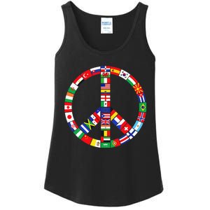 Flags Of Countries Of Earth Love Peace Ladies Essential Tank