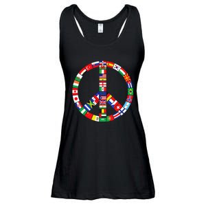 Flags Of Countries Of Earth Love Peace Ladies Essential Flowy Tank