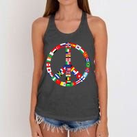 Flags Of Countries Of Earth Love Peace Women's Knotted Racerback Tank