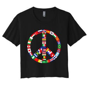 Flags Of Countries Of Earth Love Peace Women's Crop Top Tee