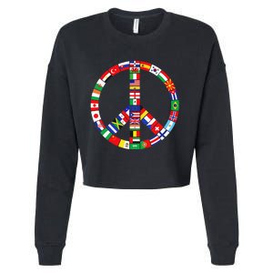 Flags Of Countries Of Earth Love Peace Cropped Pullover Crew