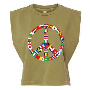 Flags Of Countries Of Earth Love Peace Garment-Dyed Women's Muscle Tee