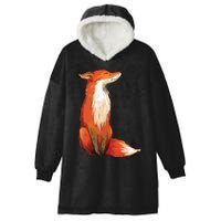 Fox Orange, Cute Watercolor Fox Hooded Wearable Blanket